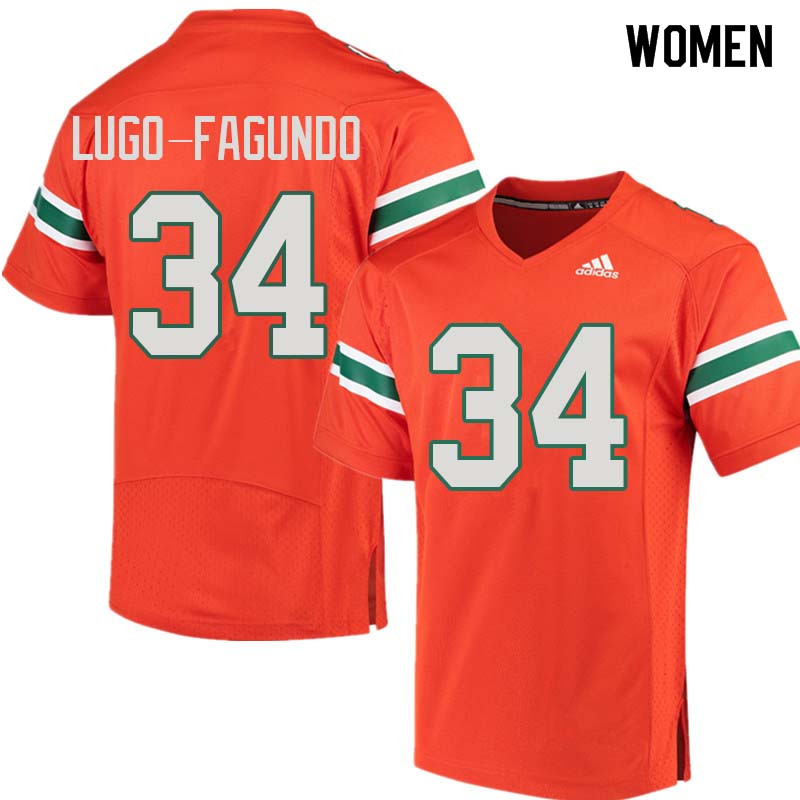 Women Miami Hurricanes #34 Elias Lugo-Fagundo College Football Jerseys Sale-Orange